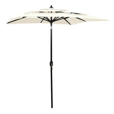 vidaXL 3-Tier Garden Parasol with Aluminium Pole Canopy Outdoor Umbrella Sand