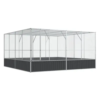 vidaXL Aviary Outdoor Large Bird Cage Walk In Chicken Run Coop Silver Steel