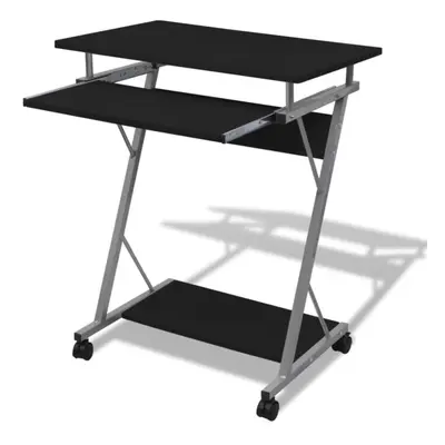 vidaXL Compact Computer Desk with Pull-out Keyboard Tray Black Office Stand