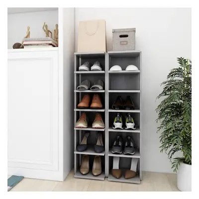 vidaXL 2x Shoe Cabinets Concrete Grey Household Shoe Storage Shelf Rack Set