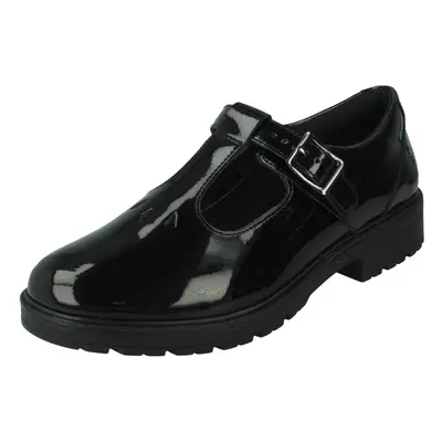 (Black, UK Child) Girls Clarks Lace Up School Shoes Dempster Lace Y