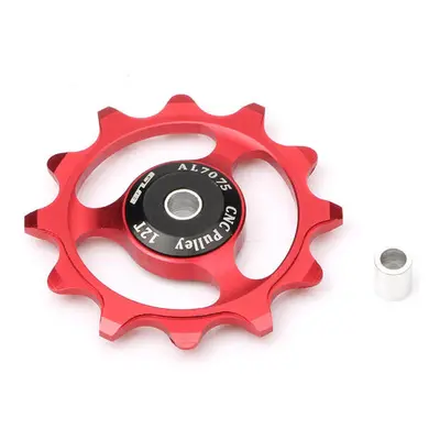 (Red) 1Pc GUB 12T Tooth Bike Transmission CNC Aluminum Alloy Outdoor Bearing Tension Wheel Wheel