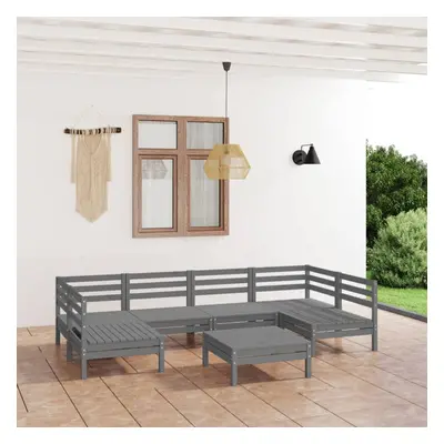 vidaXL Garden Lounge Set Outdoor Sofa Set Couch Piece Grey Solid Wood Pine