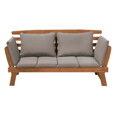 Garden Bench with Cushion PORTICI Wood Light Brown