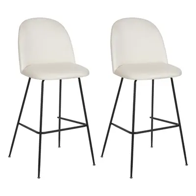 Set of Bar Chairs ARCOLA Velvet Off-White