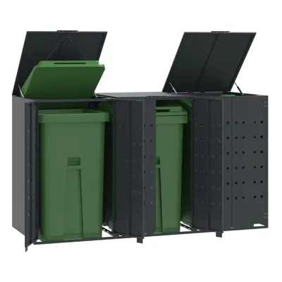 vidaXL Wheelie Bin Storage for Bins Rubbish Trash Cover Anthracite Steel