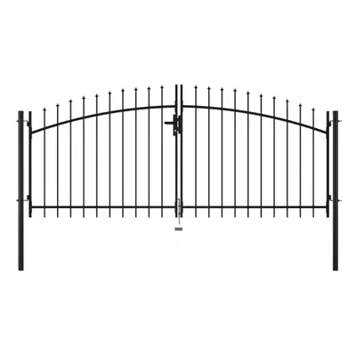 vidaXL Double Door Fence Gate with Spear Top 300x150cm Yard Walk-through Doors