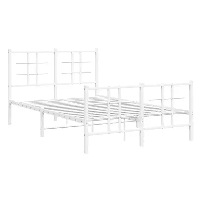 (white, x cm/with headboard & footboard) vidaXL Metal Bed Frame with Headboard Home Bed Base Bed