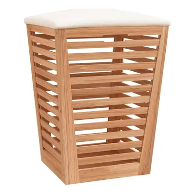 vidaXL Solid Wood Walnut Bathroom Stool 40.5x40.5x56 cm Stool Laundry Bin