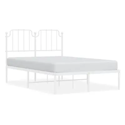 (white, x cm/with headboard) vidaXL Metal Bed Frame Home Bedroom Bed Base Mattress Foundation Be