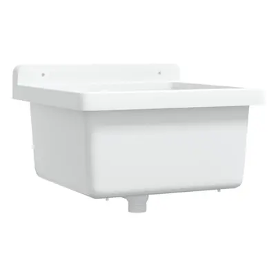 vidaXL Sink Washbasin for Wall Mounting Utility Laundry Wash Basin White Resin