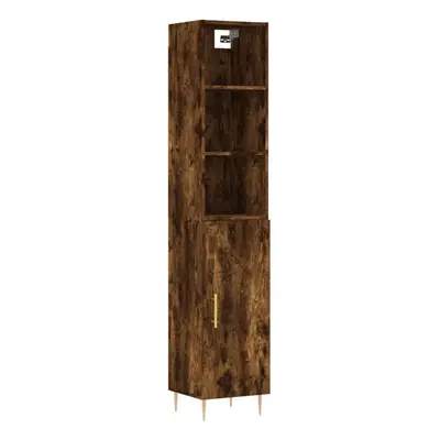 (smoked oak, door) vidaXL Highboard Sideboard Storage Cabinet Side Cabinet White Engineered Wood