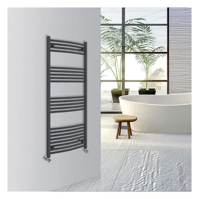 (Anthracite, 1400x600mm) Warmehaus Curved Bathroom Heated Towel Rail Warmer Radiator Central Hea