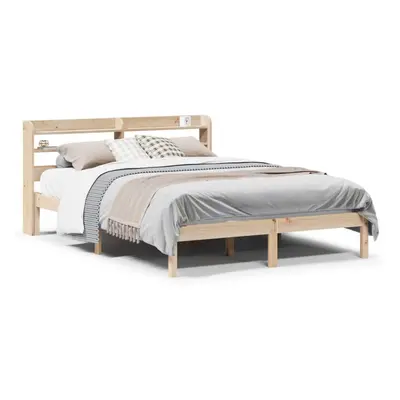 vidaXL Bed Frame with Headboard Bed Base Bedstead 140x200 cm Solid Wood Pine