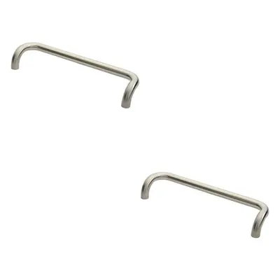 2x Cranked Pull Handle x 30mm 450m Fixing Centres Satin Stainless Steel