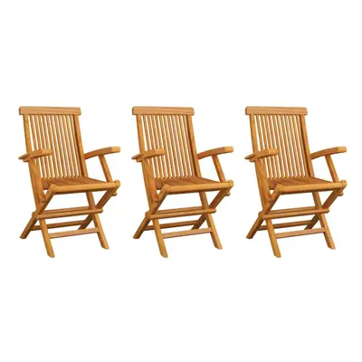 vidaXL 3x Solid Teak Wood Garden Chairs Outdoor Seating Furniture Armchair