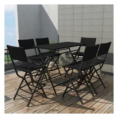 vidaXL Outdoor Dining Set Pieces Poly Rattan Black Folding Bar Table Chairs