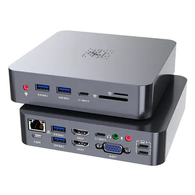 18-In-1 Dual USB-C HUB Docking Station Adapter With Dual 4K HDMI Display RJ45 Network Port 1080P