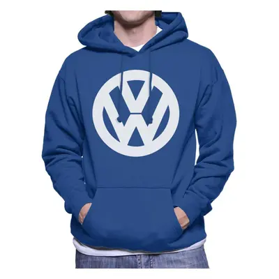 (L, Royal Blue) Volkswagen White VW Logo Classic Retro Men's Hooded Sweatshirt