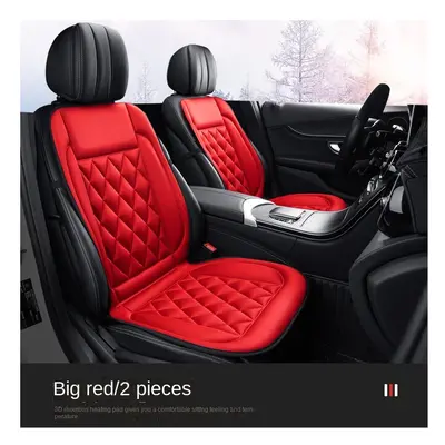 (2 glamour red) New Auto Electric Heated Pad 12V Heated Car Seat Cushion Winter Car Seat Pad Car