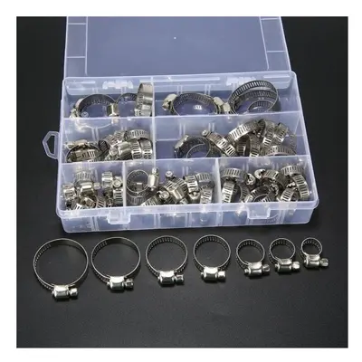 60Pcs Pipe Clamps Stainless Steel Hose Clips Fuel Hose Pipe Clamp Worm Drive Durable Anti-oxidat