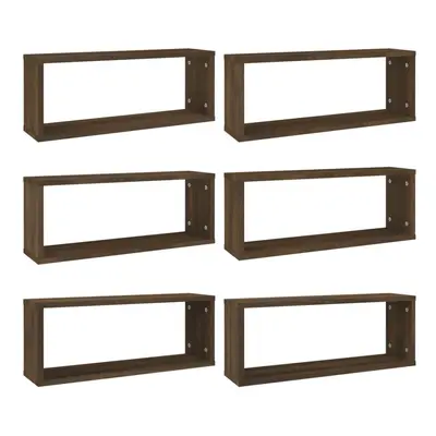 (brown oak, 6) vidaXL Wall Cube Shelves Wall Rack Wall-mounted Storage Shelf Engineered Wood