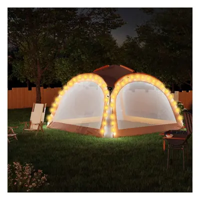 vidaXL Party Tent with LED and Sidewalls 3.6x3.6x2.3 m Grey&Orange