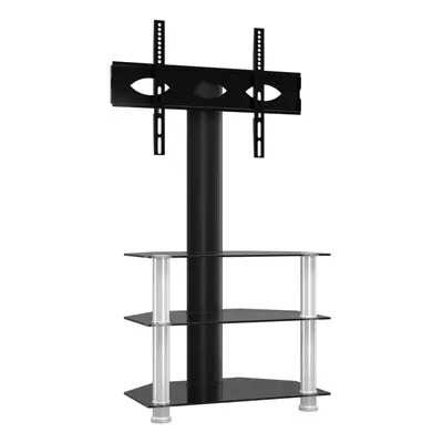 (black and silver, 65.5 x x cm) vidaXL Corner TV Stand for Inch Universal Cantilever TV Floor St