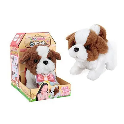 (Q011) Cute Electronic Plush Stuffed Walking Tail Shaking Barking Pet Dog Toy for Kids Developme