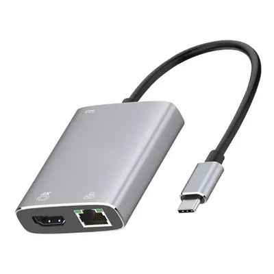 USB-C HUB HD TV Adapter Type-C to HDMI RJ45 Gigabit Ethernet Port PD3.0 Fast Charge HD Video Con