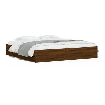 (brown oak, x cm) vidaXL Bed Frame with Drawers Mattress Foundation Bed Base Engineered Wood