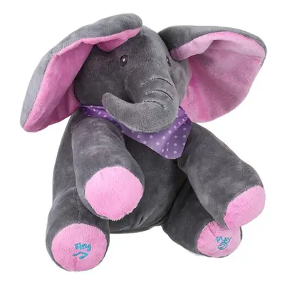 (Grey Pink) Electric Adorable Small Elephant Animated Flappy Push Doll Kids Present