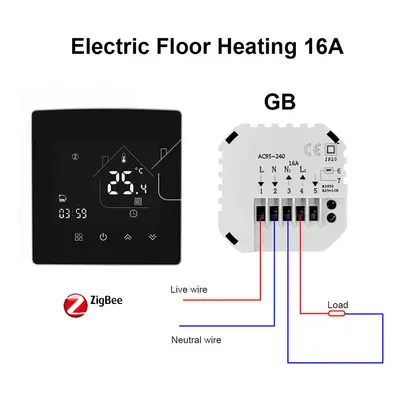 (Zigbee-16A-Electric Floor Heating) Electric Floor Heating Room Thermostat Water Gas Boiler Smar