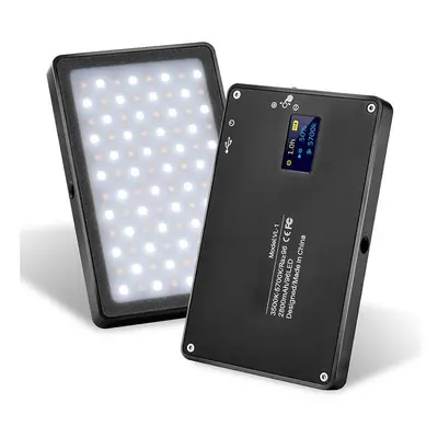 (Black) Rechargeable LEDs 3500k-5700k Magnetic Video Light with Filter Display Screen