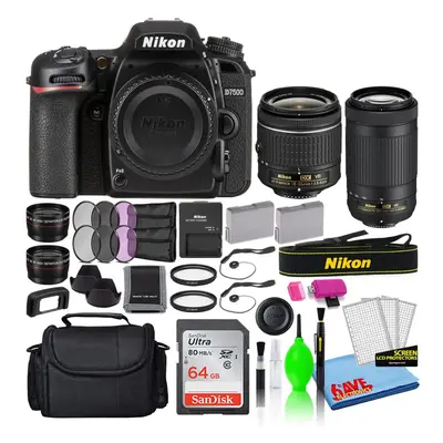 Nikon D7500 20.9MP DSLR Digital Camera with 18-55mm and 70-300mm Lenses (13543) Deluxe Bundle wi