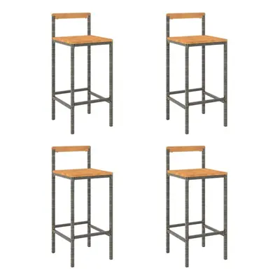 (grey, x x cm/ pcs) vidaXL Bar Stools Pub Stool Bar Chair Grey Poly Rattan and Solid Wood Acacia