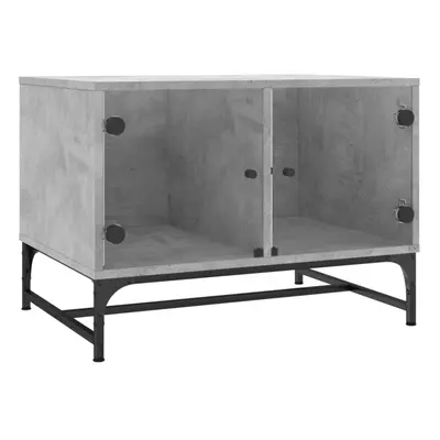 (concrete grey) vidaXL Coffee Table with Glass Doors Tea Side End Table Sofa Table Grey Sonoma