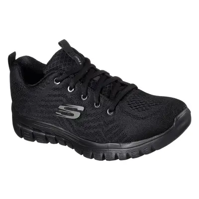 (Black Black, UK 4) Skechers Get Connected Womens Ladies Wide Fit Running Shoes Trainers