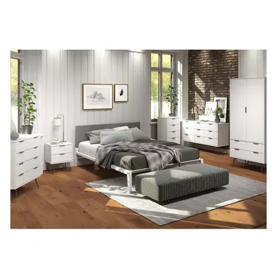 White Chest of Drawers Bedroom Living Room Storage Furniture Metal Handles