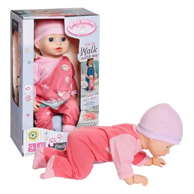 Baby Annabell Emily Walk with Me - 43cm Doll with Pink Romper and Hat - Requires AAA Batteries (