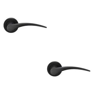 2x PAIR Arched Tapered Handle on Round Rose Concealed Fix Matt Black Finish