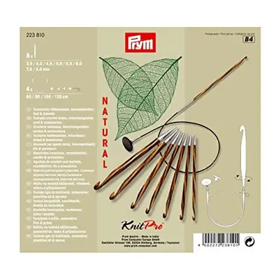 Prym PRYM_223810-1 3.5-8 mm Tunisi Crochet Hooks Set, Natural