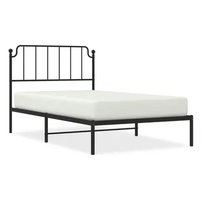 (black, x cm/with headboard) vidaXL Metal Bed Frame Home Bedroom Bed Base Mattress Foundation Be