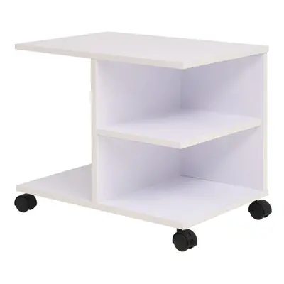 vidaXL Rolling Shelf White Standing Bookcase Storage Side Table Furniture