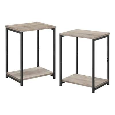 VASAGLE Set of Side Tables, 2-Tier Sofa Side Tables, Bedside Tables with Steel Frames, for Livin