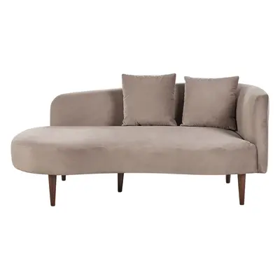 Right Hand Velvet Chaise Lounge Taupe CHAUMONT