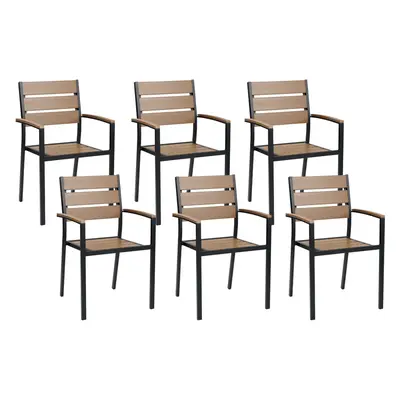 Set of Garden Chairs VERNIO Light Wood-Black