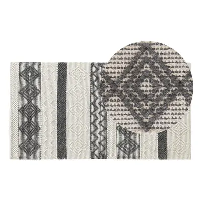 Wool Area Rug x cm Beige and Grey DAVUTLAR