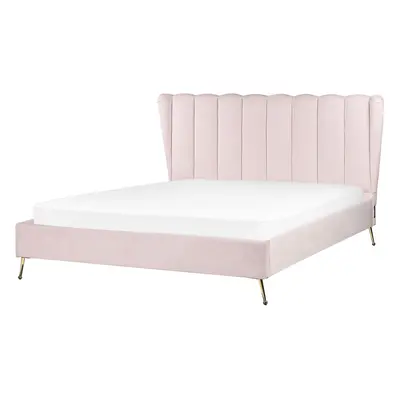 Bed Velvet MIRIBEL x cm (EU King Size) Pastel Pink