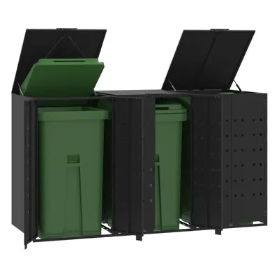 vidaXL Wheelie Bin Storage for Bins Black 207x79x117 cm Steel